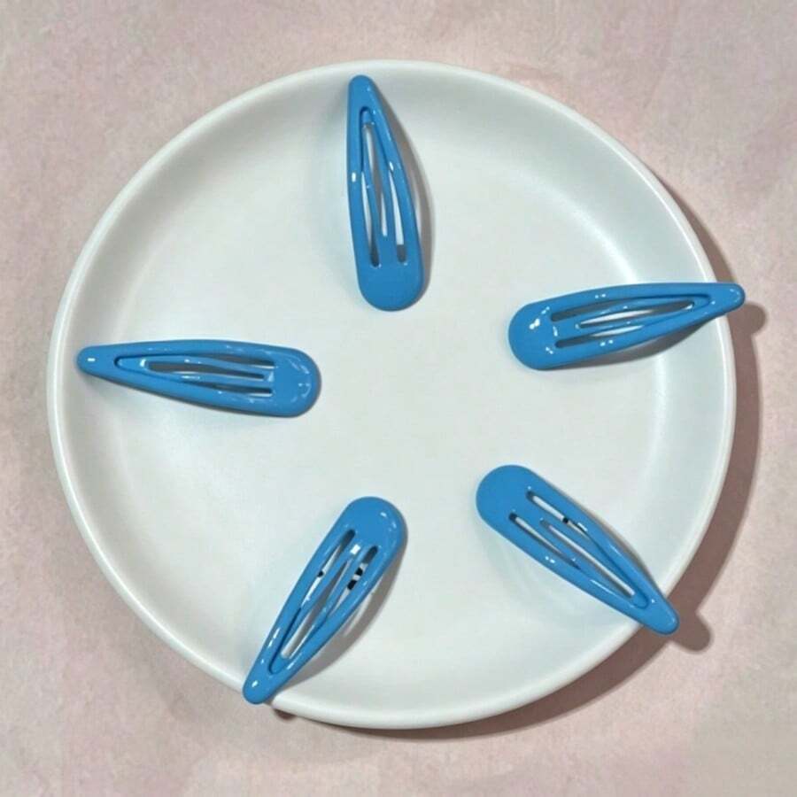 5 buah Jepit Rambut Gaya Minimalis Biru, Desain Tetesan Air, Jepit BB Anti Selip, untuk Rambut yang Berantakan dan Poni - MultiWarna - View 1