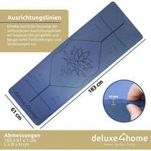 Yogamatte Gymnastikmatte I Phthalatfreie NBR Fitnessmatte Rutschfest mit Tragegurt I Sportmatte für Yoga & Pilates I Trainingsmatte mit Ausrichtungslinien - Blau - Übersicht 6