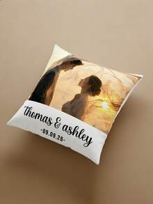 1pc Customized Photo Double-Sided Printed Pillowcase, Holiday Customized Image Pillowcase, Create Your Own Image Pillowcase, Gift For Family, Friends And Yourself - Champagne - View 7