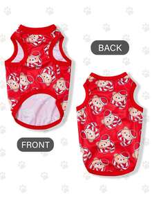 The 3estie 3eastie 2pcs Christmas Paw Print Pattern Funny Design Pet Vest, Physical Flea Protection, Reduced Shedding, Insulated & Breathable Dog Vest, Suitable For Large And Small Dogs And Cats, Indoor And Outdoor - Multicolor - View 6