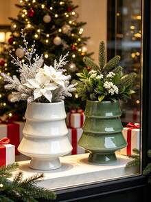 Creative Christmas Tree-Shaped Ceramic Succulent Planter For Gardening, European-Style Small Orchid Pot For Balcony Green Plants - Christmas Tree Stand - View 10