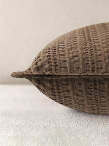 1pc Brown (Without Pillow Insert) Double-Sided Waffle Texture Throw Pillow Cover, Modern Elegant European Style Cushion Cover, Suitable For Home, Sofa, Bed, Living Room Decor, All Season - Brown - View 2