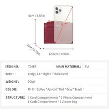 Fashion Vertical Grain PU Bifold Purse, Multi Card Slots ID Window Portable Zipper Wallet For Daily Use - Multicolor - View 6