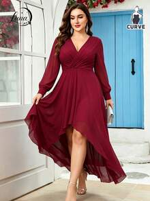 Plus Size Dresses - Burgundy - View 4