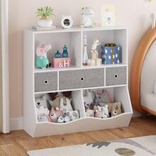 Organizador de Almacenamiento de Juguetes para niños con estantería, estantería para niños, Unidad de Almacenamiento para contenedores con 7 Compartimentos y 3 cajones extraíbles para - Blanco - Ver 4