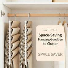 1pc Multi-Layer Folding Pants Hanger, Stainless Steel & Plastic Material, Minimalist Solid Color Design, Can Hang Multiple Pairs Of Pants And Skirts Simultaneously, Space-Saving Closet Storage, Non-Slip & Wrinkle-Free, Suitable For Adult Home Wardrobe Organization, Practical Thanksgiving & Housewarming Gift - White - View 5