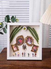 1pc Deep Shadow Box Picture Frame, 3D Hollow Display Frame For Dried Flowers Miniatures Keepsakes, Wall Mount & Tabletop Memory Box Frame, DIY Craft Photo Frame Home Decor - White - View 7