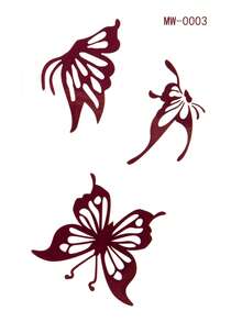 3 Sheets Matte Waterless Temporary Tattoo Stickers, Long Lasting Henna Style Brown Butterfly Fake Tattoos, Body Art Stickers For Chest Shoulder Party Festival - Brown - View 10