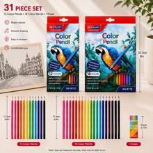 31Pcs Professional Colored Pencils Set With Eraser, Triangular Grip, Pre-Sharpened, Smooth Blending, For Artist Drawing Sketching Coloring, Art Supplies - Sets - View 5