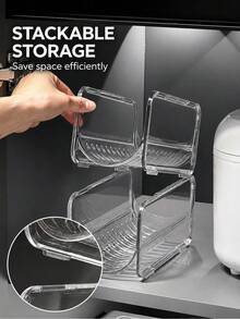 1pc PET Stackable Curling Iron Storage Rack, Hair Tool Desktop Organizer, Suitable For Curling Irons And Straighteners, Vanity Bathroom Countertop, Bedroom Dorm Home Hair Tool Storage Accessory - Transparent - View 4