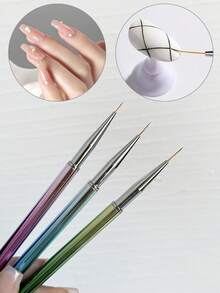 3PCS Nail Art Liner Brush Set, Gradient Color, Marble Pattern, Spotted Color, Multiple High-End Luxury Styles Nail Painting Brush Set - Multicolor - View 3