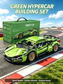 1:14 Scale Technical Racing Car Building Block Set, Cyberpunk Styles Cool Hypercar Model, DIY Assembly Small Particle Bricks Toy, Desktop Display Collectible Gift For Kids Aged 6 And Above And Racing Enthusiasts, As A Collectible Birthday Gift - Multicolor - View 4