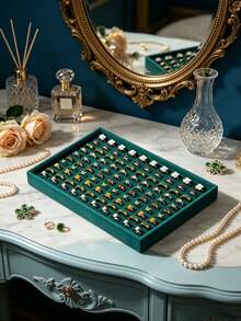 1pc 100-Slot Velvet Necklace Tray, Desktop Jewelry Display Tray, Jewelry Dust-Proof Box, Necklace Jewelry Storage Display Tray, Multi-Functional Jewelry Display Tray, Necklace & Bracelet Storage Box, Women's Storage Organizer, Travel Essential Gift, Back To School Gift - Multicolor - View 5