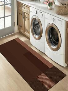 1pc Dark Brown Patchwork Vertical Striped Kitchen Rug, 3.5mm Cuttable Absorbent Mat, Durable & Comfortable, Entrance Door Mat Indoor Bathroom Mat Outdoor Garden Decor Universal Use - Multicolor - View 10