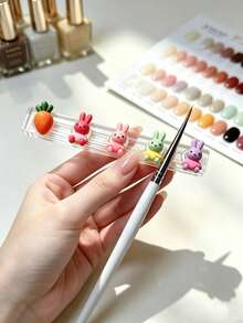 1pc Cartoon Animal Nail Art Pen Holder, Multi-Slot Nail Brush Display Rack, Large Capacity Nail Polish Pen Storage Box, Desktop Flower Heart Nail Art Pen Holder - Multicolor - View 1