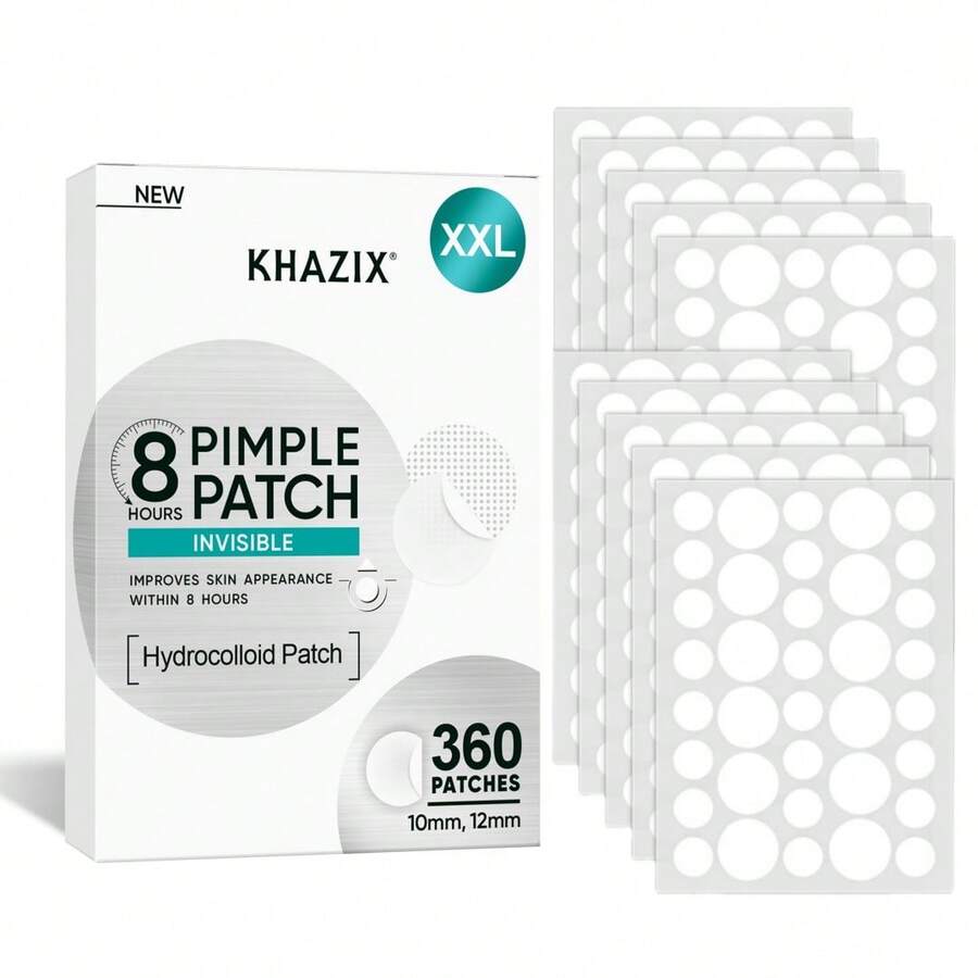 360Pcs Hydrocolloid Facial Patches, Assorted Sizes Invisible Blemish Cover Stickers, Waterproof Daily Use - Round - View 1
