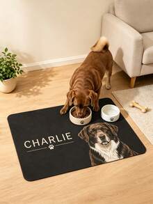 1PC Personalized Dog Food Mat, Custom Pet Name&Photo Feeding Mat, Dog Bowl Mat, Minimalist Pet Placemat, Custom Dog & Cat Feeding Mat, Pet Bowl Floor Mat, Kitchen Home Decor, Gift For Dog Lovers - Multicolor - View 3