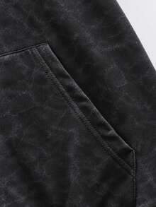 Skull Letter Butterfly Print Washed Vintage Plus Size Women's Casual Autumn/Winter Long Sleeve Pocket Sweatshirt, Black - Black - View 4