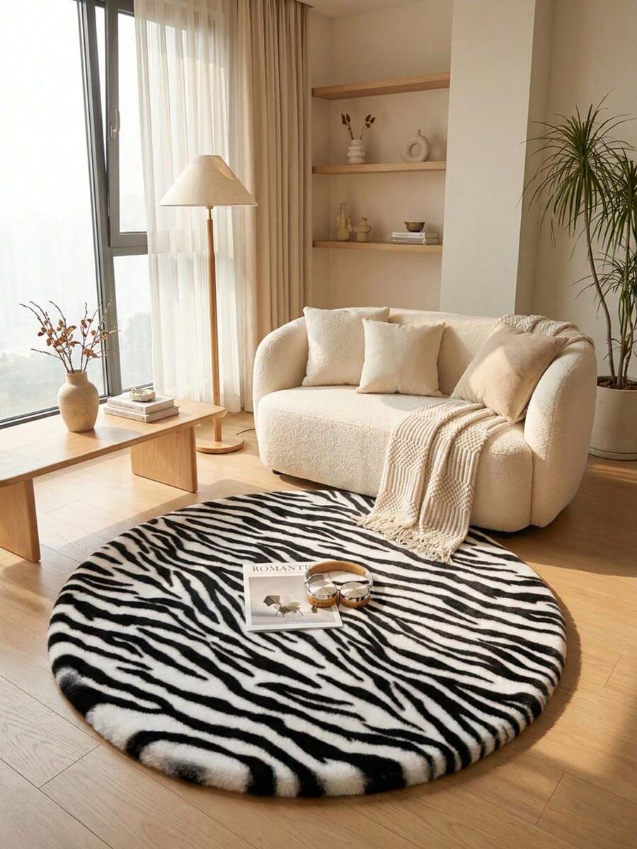 Soft Fluffy Rug Leopard Print Round Area Rug,For Bedroom,Living Room,Study,Office,Non-Slip,Living Room Rug,Round Bedroom Rugs,Plush Rugs,Bedside Rug,Faux Fur Rug,Decorative Rug,Circle Rug,Bedroom Decor,Room Decor,Autumn Home Decor,Fall Decor - Multicolor - View 1
