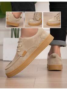 Men's Low-Top Loafers, Lace-Up Style, All-Season Outdoor Walking Casual Shoes - Khaki - View 6