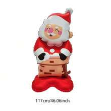 1/2pcs 117cm Chimney Santa Claus Aluminum Foil Balloon, Suitable For Christmas Party Decoration, Themed Birthday Party Setup, Window Display Scene Props - Santa Claus In Chimney - View 5