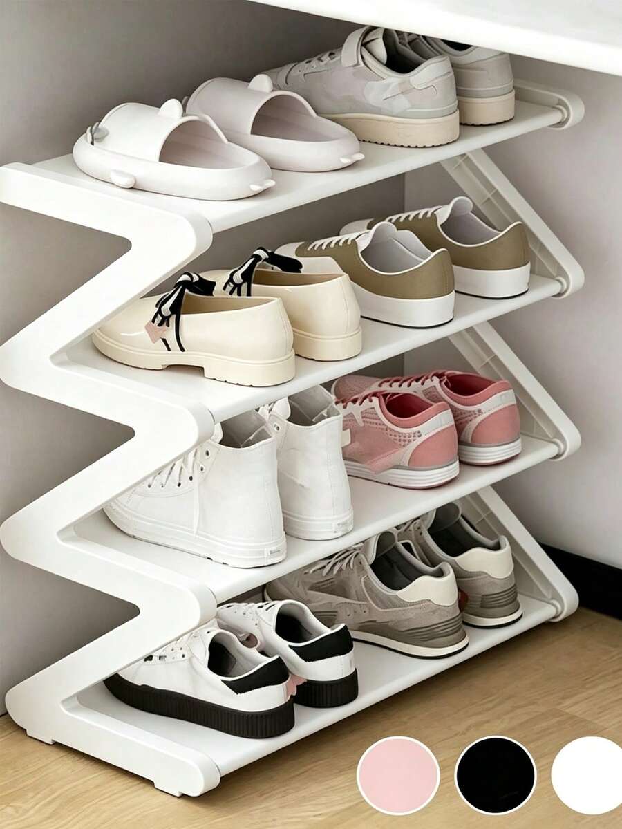 Z-Shaped Plastic Shoe Rack Floor-Standing Storage Rack Multi-Functional ...