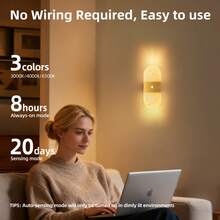 Crystal Sensor Wall Light Acrylic Wall Lamp USB Night Light Decorative Wall Light Wireless Wall Light Battery Powered Alloy Design Rechargeable Magnetic Night Light Suitable For Hallway, Cabinet And Room Decoration - Round Multicolor - View 3