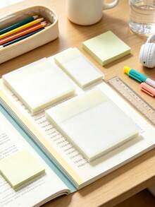 3pcs Transparent Sticky Notes, Minimalist Easy-Tear, Suitable For Memo Reminders, Applicable For School, Dorm, Office, Book Marking And Daily Recording, Strong Adhesion And Reusable - Multi-color - View 3