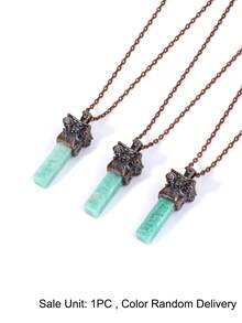 1pc Men's Natural Stone Sheep Head Necklace Reiki Rectangle Pendant Healing Fluorite Amethyst Tiger Eye Obsidian Crystal Necklaces H956 - Necklace - View 10