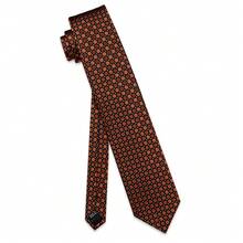Orange Brown Geometric Polka Dot Pattern Men's Tie Handkerchief Cufflinks Gold Tie Clip 4pcs Set Business Matching - Orange - View 3