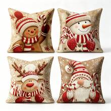 4PCS Red Grey Geometric Floral Letter Print Throw Pillow Covers, Home Sweet Home Zigzag Wavy Pattern Decorative Cushion Cases For Sofa Bedroom, Home Decor / Room Decor, Single‑Sided Print, Pillow Insert Not Included - Multicolor - View 7