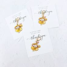 3pcs/6pcs Creative Coffee Cup Hanging Decor, Delicate Oil-Drip Alloy Pendant With Thank You English Greeting Card, Lobster Clasp For Easy Detachment, Artistic Minimalist Style, Suitable As Key Chain Or Bag Decoration, Warm Gift For Colleagues, Friends And Family For Gratitude Occasions - Ginger - View 9