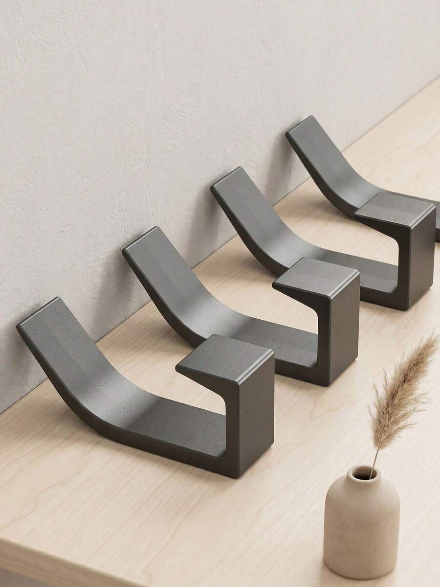 1/2/4/6pcs Matte Black Towel Hooks For Bathrooms, Heavy Duty Wall Mounted Robe Coat Hook Waterproof Rustproof Double Hooks For Hanging Towels Robes Loofah Bags, Home Storage Organizer, Bathroom Accessories - Multicolor - View 1