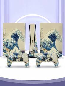 Cross-Border Hot Seller 6pcs Kanagawa Wave Pattern P5 Game Console Optical Drive Version Stickers Dustproof Wear-Resistant - View 5