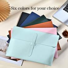 A4 Fashion PU Envelope Style Document Folder, Snap Closure, Business Document Bag, Portable Paper Contract Storage Folder, Multi-Color, Office School Business Travel Stationery Supplies - Single Piece - View 5