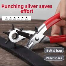 Heavy Duty Rotating Leather Punch Tool, Ergonomic Handle, Multi-Size Punch Set, Can Punch Round, Square, Star, Heart And Other Hole Shapes, Leather Belt, Watch Strap, Leather Craft Tool - A - View 11