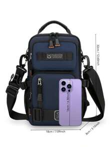 New Fashion Men's Chest Bag Tech Style Multifunctional 2-In-1 Backpack Small Bag Outdoor One Shoulder Crossbody Bag Zipper Decoration Multi-Pocket Holiday Gift For Father Boyfriend - Multicolor - View 7
