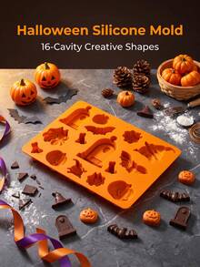 Halloween Silicone Cake Mold, Pumpkin Bat Skull Shaped Silicone Candy Chocolate Mold, Suitable For DIY Cookies, Soap, Candy, Gummy, Chocolate Mold, Ice Cream Tray, Kitchen DIY Baking Tools - Multicolor - View 1