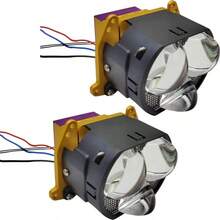 Flat Bi-LED Laser Projector Lens, Single/Dual/Triple Laser Optional, Universal Car Headlight Bi-Xenon Retrofit Module, Sharp Cut-Off Line, Includes Bracket And Fan, 2pcs/Pack - Square Lens - View 8
