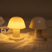 1pc Mushroom Lamp (Powered By 2 AA Batteries, Batteries Not Included) Tap Light Bedroom Bedside Night Light Ambient Light Home Decor Desktop Ornament, Photography Studio Fill Light, Photography Prop - Yellow - View 3