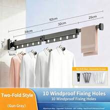 Foldable Shower Curtain Rod, Upgraded Thickened Aluminum Alloy Material, 360° Foldable Design, Rust-Proof And Moisture-Proof, Suitable For Balcony And Bathroom Drying Rack, Space-Saving, Easy To Store, Adapts To Various Wall Shapes - Multicolor - View 22