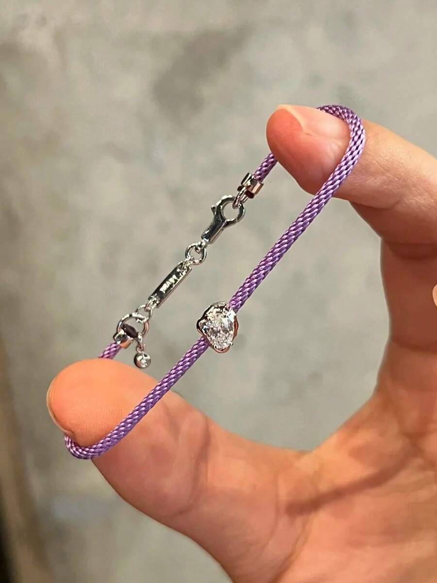 1pc Fashionable Versatile Old Money Style Black Braided Rope Horseshoe Buckle Thin Bracelet Women French Niche High-End Couple Jewelry - Irregular Zirconia Bracelet - View 1