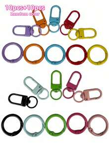 8pcs New Macaron Color Painted Door Buckle Spring Clip Keychain Pendant, Creative Colorful Ring Bag Accessory (Random Color) - Multicolor - View 8