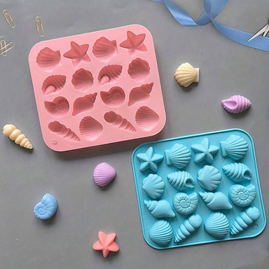 16 Cavity Shell Chocolate Silicone Starfish Mold Ocean Animal Shaped Candy Pudding Cake Decoration Mold - Conch Mold - View 1