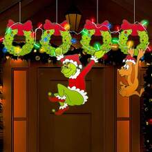 The Grinch Christmas Decor Sign Yard Fence Peeking Sneaking Outdoor Lawn Stake - Multi-color - View 2