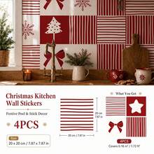 SUPSTICKER 4PCS/12PCS Christmas Snowflake PVC Tile Sticker, Thickened Crystal Self Adhesive Peel And Stick Backsplash For Kitchen Wall And Furniture - Christmas Style - View 18