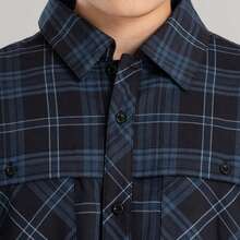 Timberland New Men's Outdoor Casual Plaid Shirt Multi-Pocket Loose Fit Long Sleeve Shirt - Royal Blue - View 6