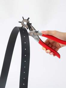 1pc Multi-Function Leather Hole Punch Tool, Heavy Duty 8.5 Inch Revolving 6 Size Punch, Suitable For Manual Punching Belts, Watch Bands, Straps, Dog Collars, Saddles, Shoes, Fabrics, DIY Projects And Crafts, Holiday Gift (Silver/Red) - Multicolor - View 13