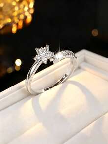 1pc Women's Fashion Fingertip Starlight Element Ring, Unique Star-Shaped Cubic Zirconia Inlaid Design, Atmospheric Outfit Accessory - Ring - View 9
