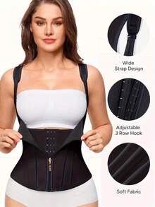 Women'S Waist Trainer Body Shaper Plus Size Tummy Control Cincher Adjustable Straps Body Shaping Waist Cincher Corset - Black - View 2